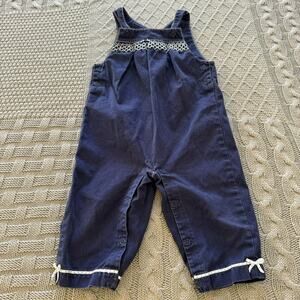 Vintage 2002 Gymboree Navy Smocked Romper ~ 6/12M